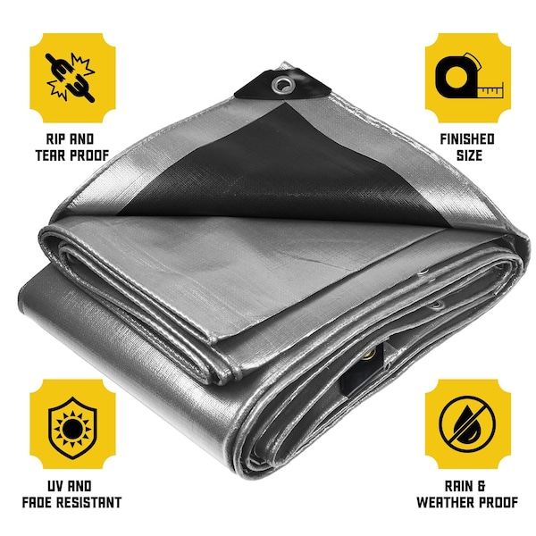 Core Tarps Heavy Duty Tarp, 40 ft L x 0.5 mm H x 25 ft W, 16 Mil